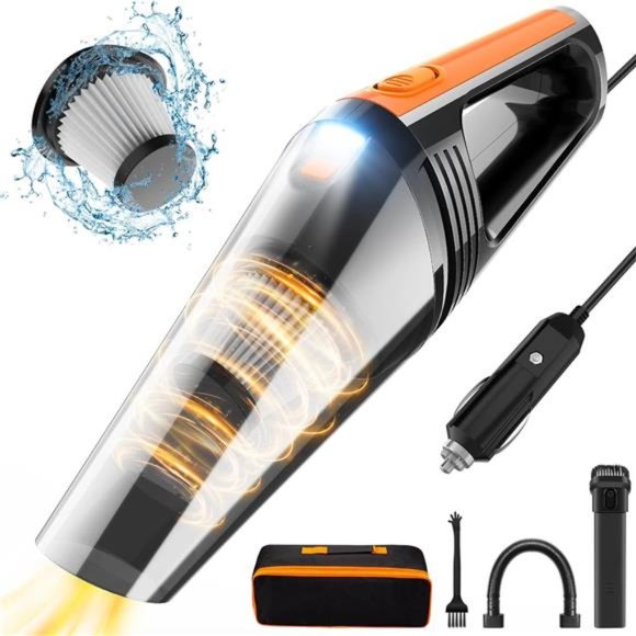 Portable Car Vacuum Cleaner High Power 8000PA/100W/DC12V, 16.4Ft Corded Handheld - Picture 1 of 6